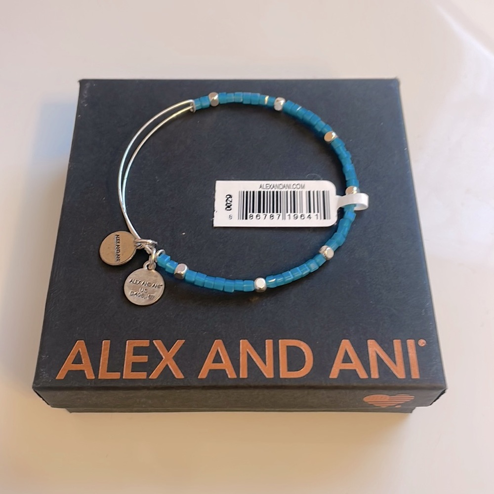 Alex and Ani Gaiety Beaded Bangle, Cobalt Blue